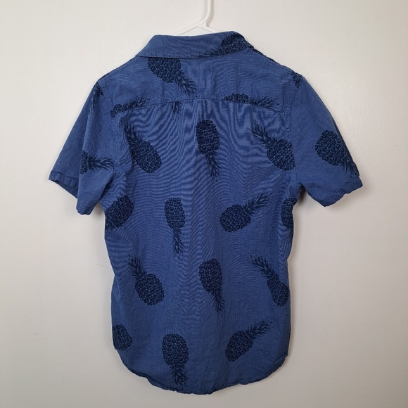 Hollister Blue Pineapple Print Short Sleeve Button Up Summer Beach Shirt Sz M - Picture 2 of 5